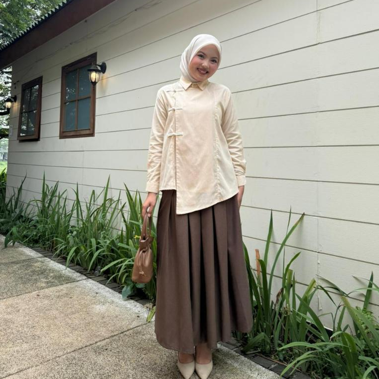 Kamila - EMI BLOUSE CHEONGSAM || Atasan Kemeja Wanita Asimetris Cheongsam Lengan Panjang