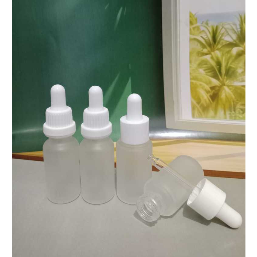 BOTOL SERUM/BOTOL PIPET KACA 20ML DOFF FROSTED RING PUTIH