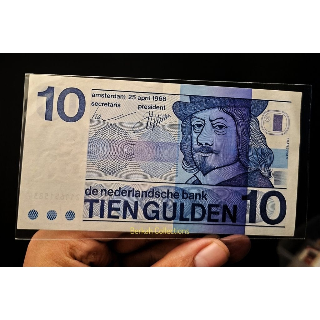 uang kertas 10 Gulden Belanda tahun 1968 asli