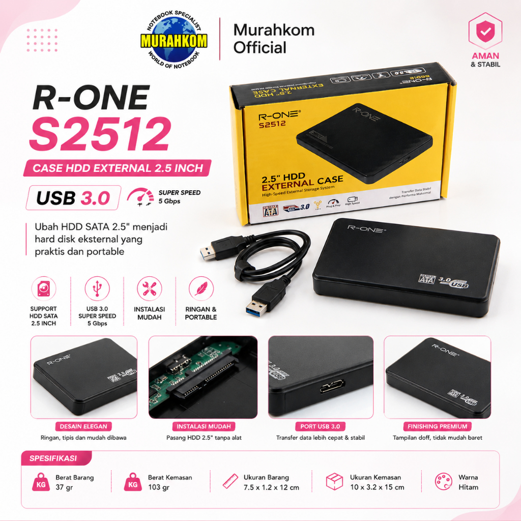Case HDD External 2.5 inch USB 3.0 R-ONE S2512