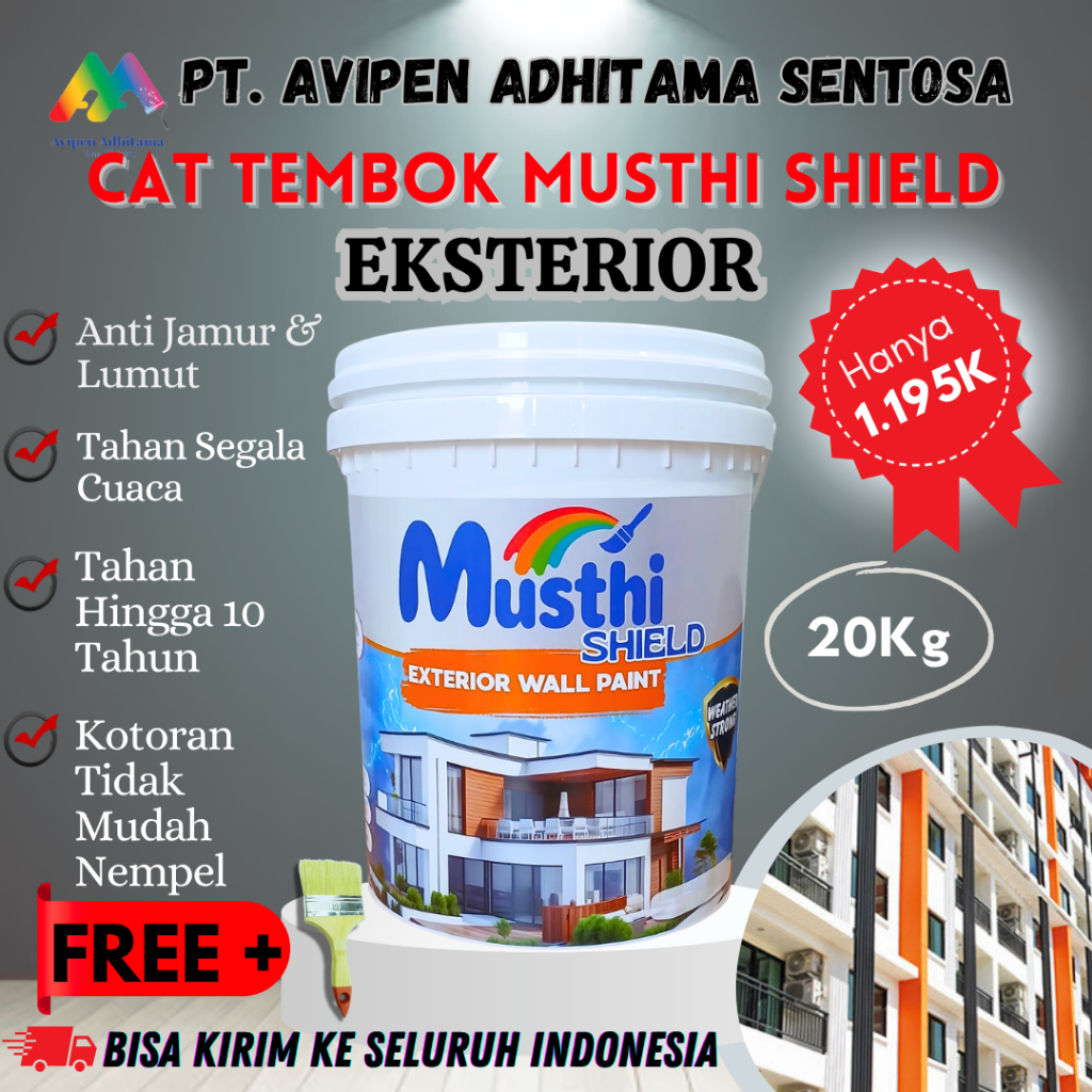 Cat Tembok Luar Rumah Eksterior Musthi Shield 20 Kg Anti Jamur Anti Lembab Tahan Cuaca Kualitas Prem