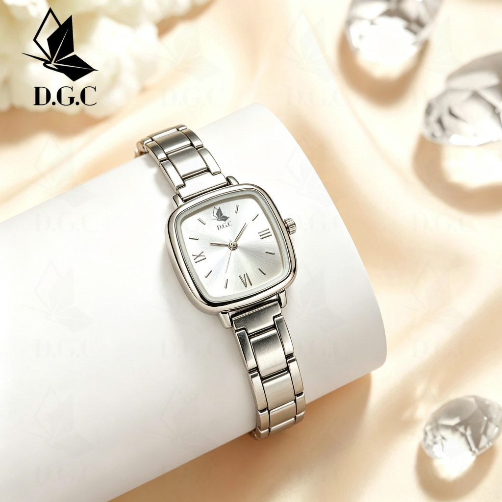 DISKON DGC 10683 JAM TANGAN WANITA DIAL KOTAK STAINLESS GAYA CASUAL FASHION KOREA ANALOG DGC JAM