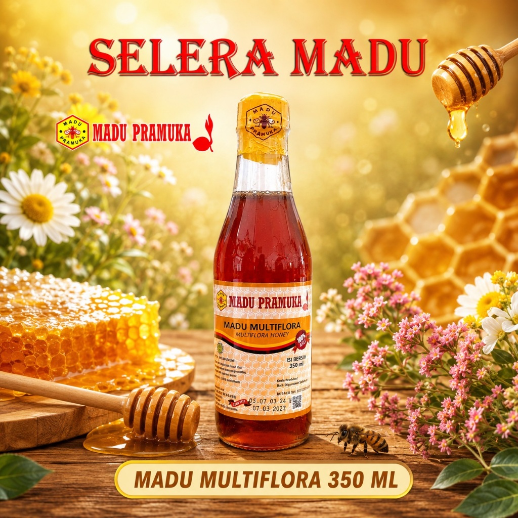 MADU MULTIFLORA MADU PRAMUKA 350 ML (MADU ASLI)