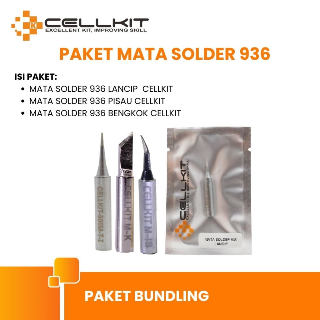 CELLKIT Paket Mata Solder 936 (Lancip, Bengkok, Pisau)