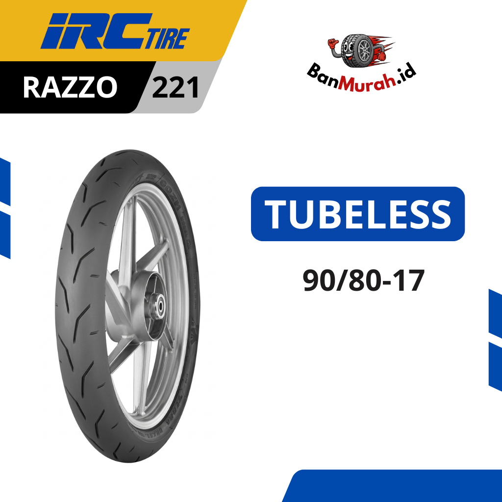 Ban Luar Motor IRC RAZZO 221 Ukuran 90/80-17 Ring 17 TUBELESS