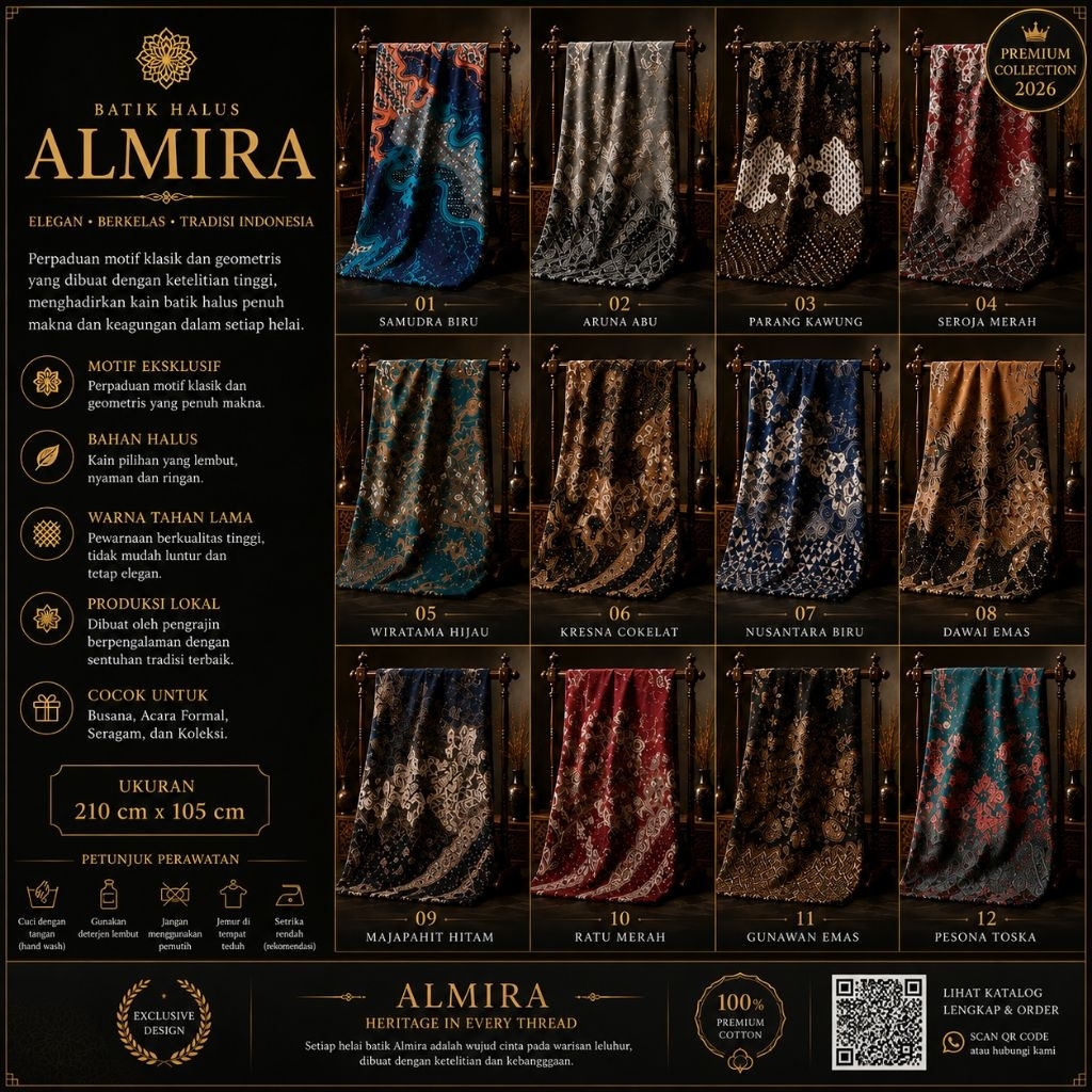 PANJANG 2M 10CM/KAIN BAHAN/BAKAL KEMEJA PRIA/WANITA BATIK HALUS PRINTING ALMIRA (BATIK NS)