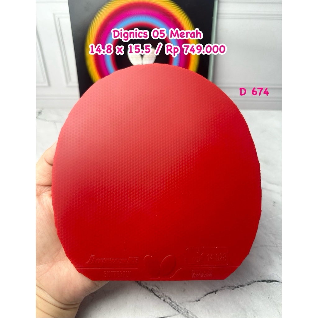 second karet tenis meja pingpong butterfly dignics 05 Merah original market japan