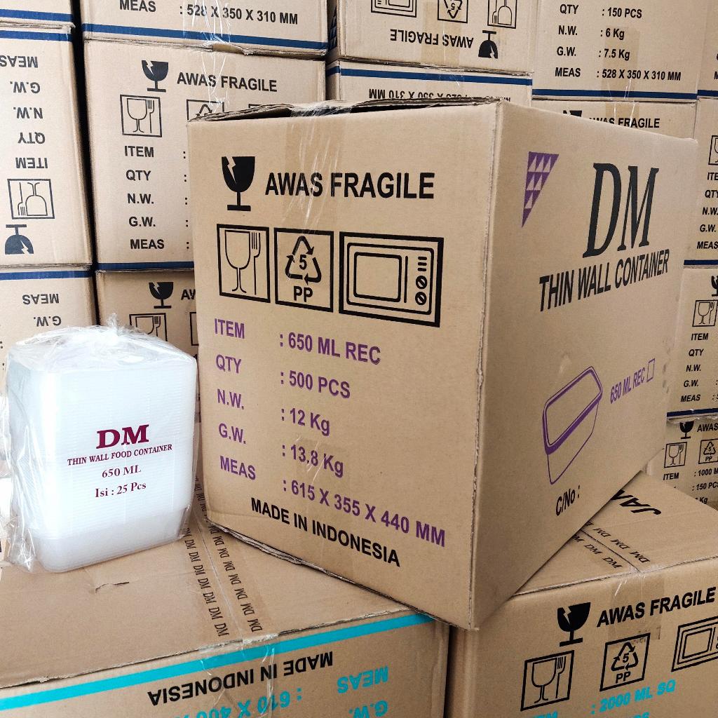 THINWALL DM 650 ML REC - 650ML REC PANJANG - 500 SET / KARDUSTHINWALL DM 650 ML REC - 650ML REC PANJ