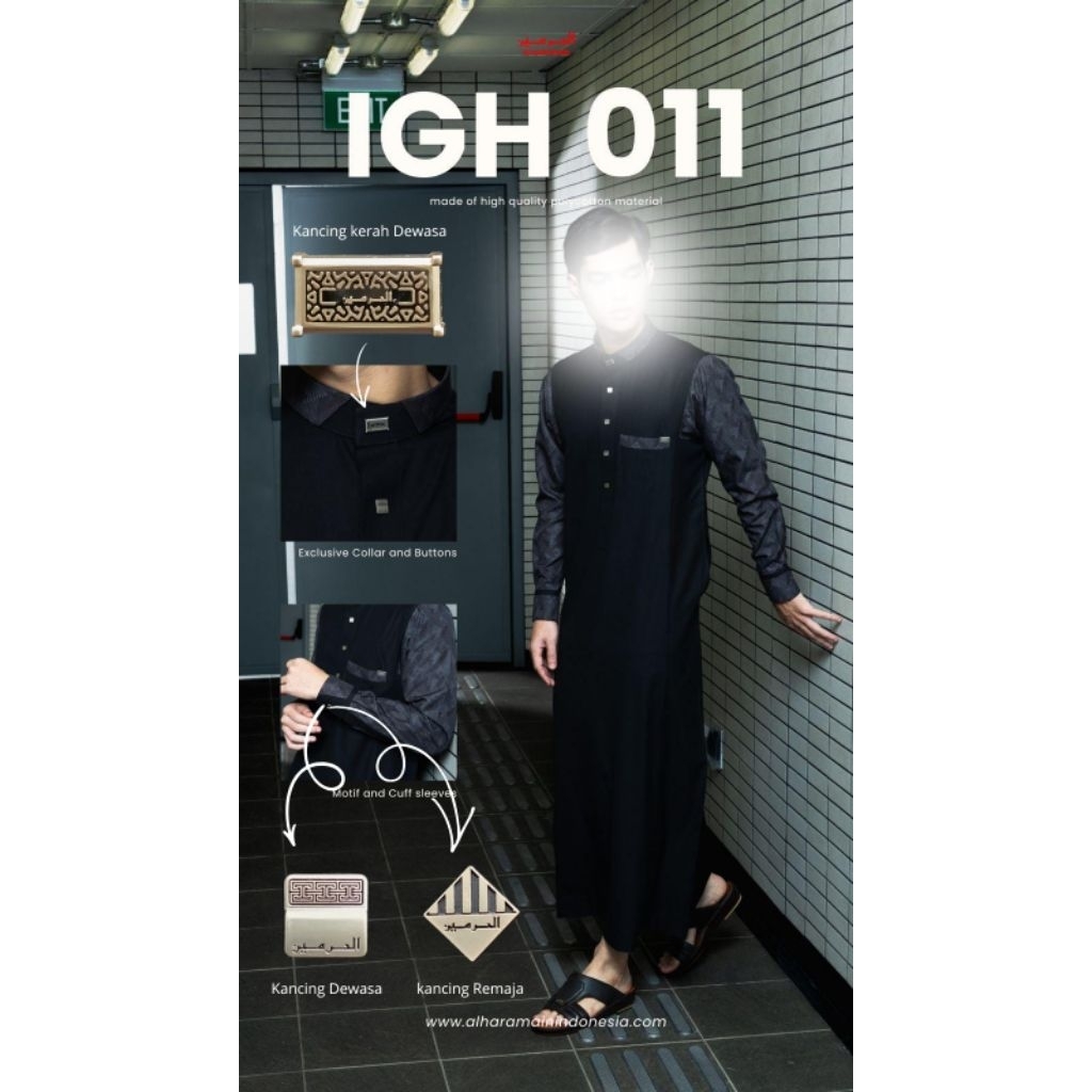 Jubah Al Haramain Hitam IGH 011 Premium