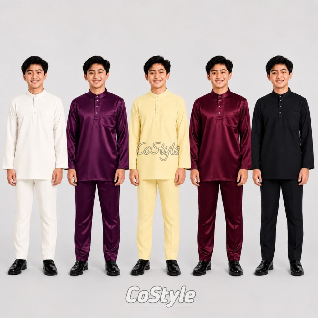 Baju Kurung Melayu Teluk Belanga Anak Laki Laki Setelan Pakaian Koko Muslim Pria Cekak Musang Adat M