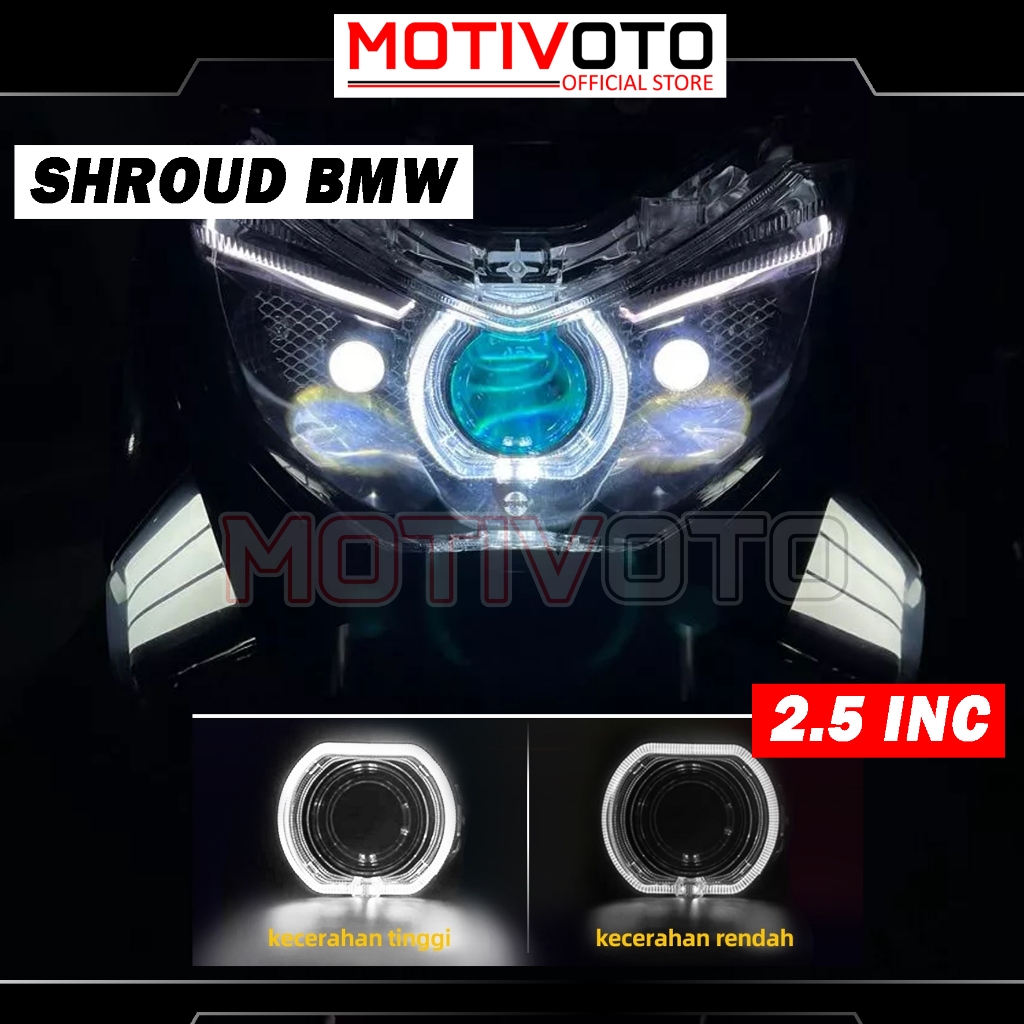 Shroud Projector BiLED model BMW Classic White Angel Eyes Crystal HID 2.5 inch Headlamp Projie Biled
