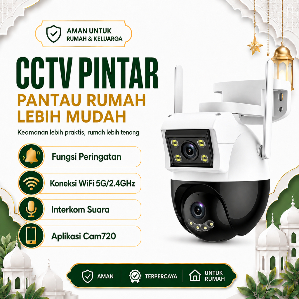 CCTV V380 pro Kamera Dual Lensa 8MP Outdoor Pembicaraan suara penglihatan malam cctv wifi jarak jauh