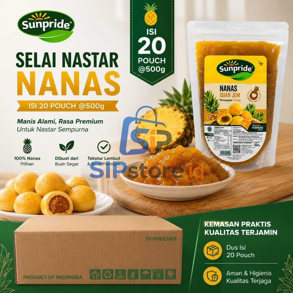 Selai Nastar Sunpride Nanas 20x500gr Isian Nastar Alami Berserat Kemasan Grosir Dus 10kg
