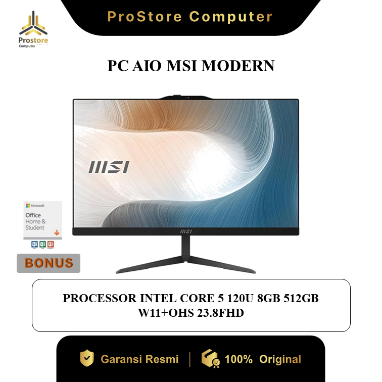 PC AIO MSI MODERN CORE 5 120U 8GB 512GB W11+OHS 23.8FHD