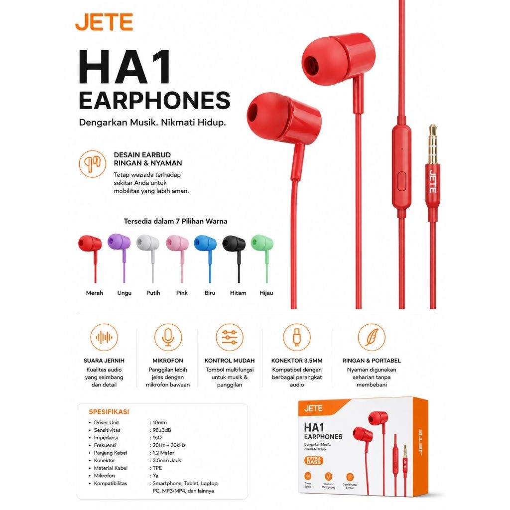 Headset JETE HA1 Handsfree