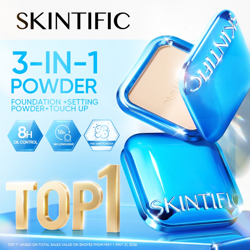 SKINTIFIC - Ultra Cover Powder Foundation | Cocok untuk Kulit Berminyak Berjerawat & Semua Jenis Kul