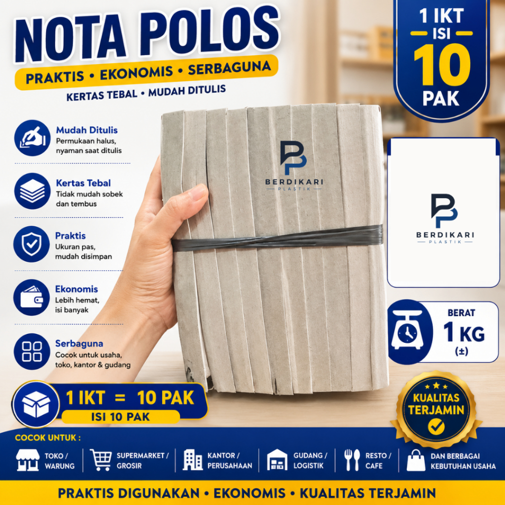 Nota Polos 1 Kg Isi 10 Pak Nota Kosong Kertas Nota Pembelian Untuk Toko Usaha