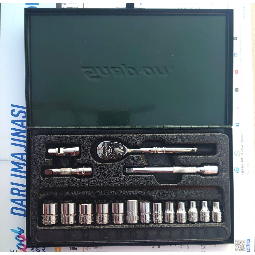 Snap On Tools 1/4 Sq Ratchet Handle Extension Universal Joint Socket Set