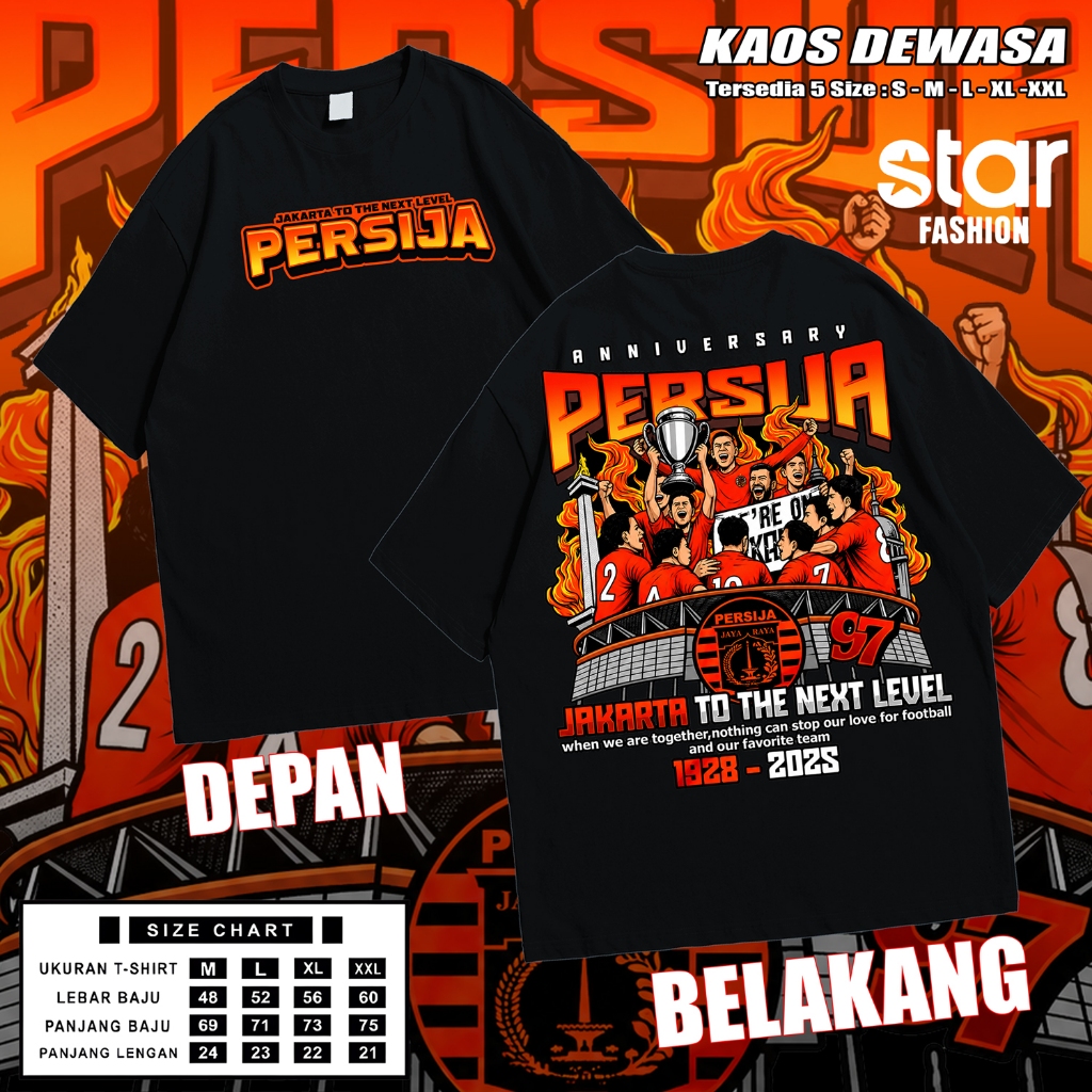 Kaos Anniversary Persija Jakarta Ke 97 Tahun Terbaru Semi Cotton 24s Kaos Casual Football Pria Dewas