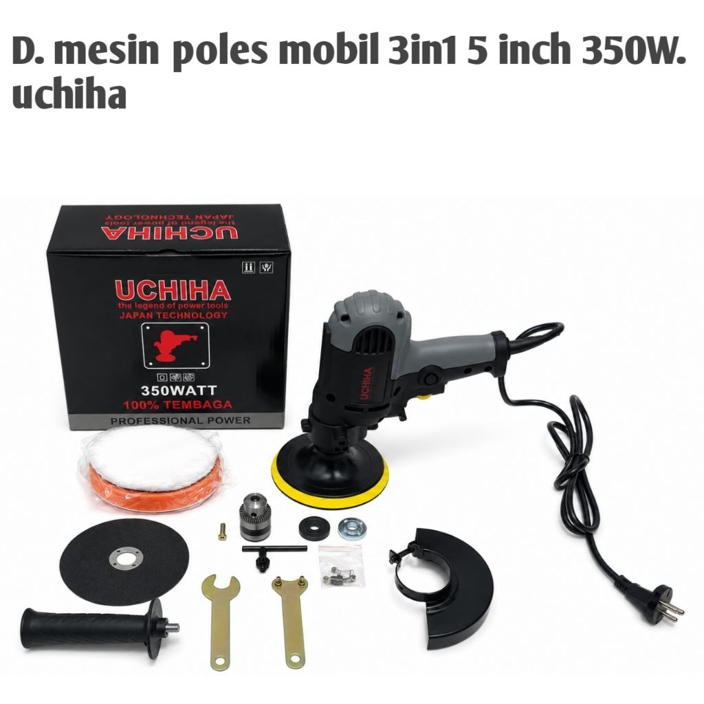 Mesin Poles Uchiha 3in1 350W Polisher Gerinda Bor Set Lengkap