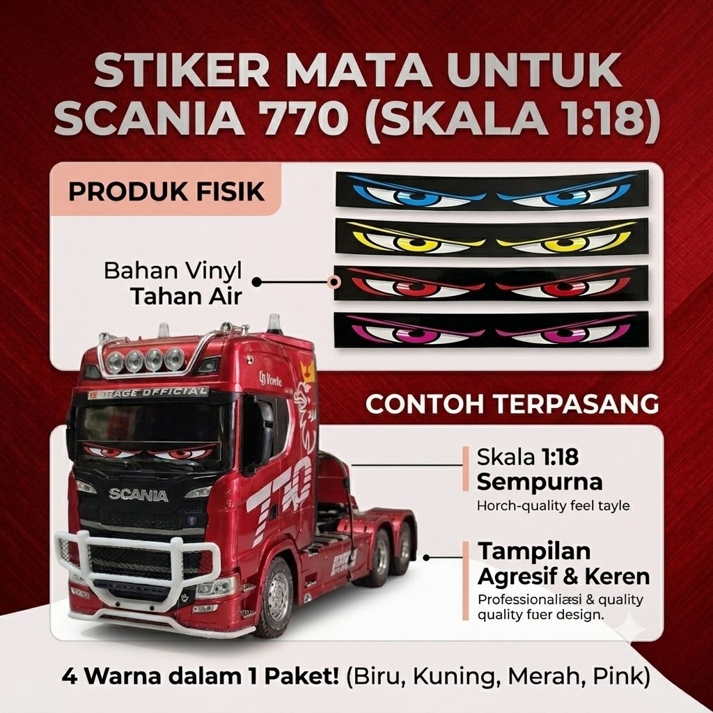 STIKER MATA UNTUK RC TRUCK SCANIA 770