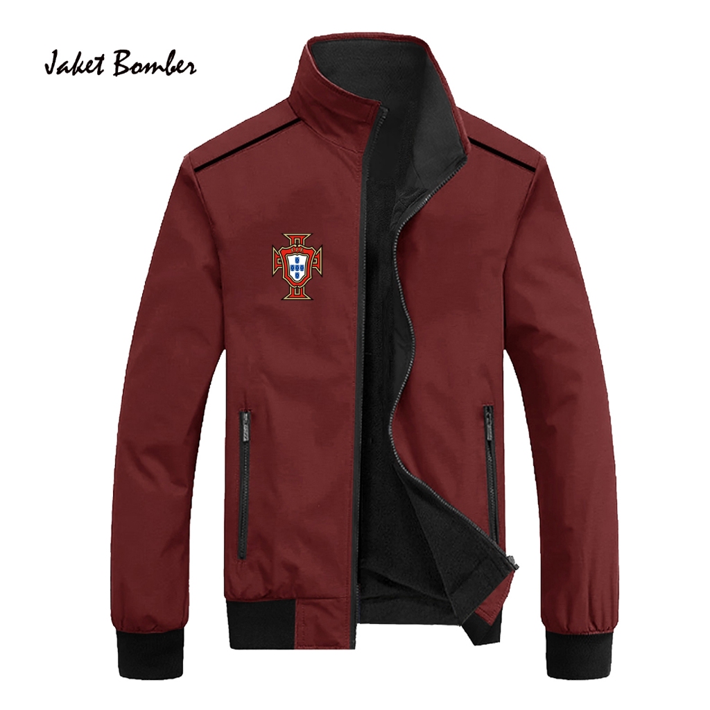 Jaket Bomber Kasual Negara Portugal Jaket Unisex Pria - Jaket Slimfit Pria World Cup Potugal - Jaket