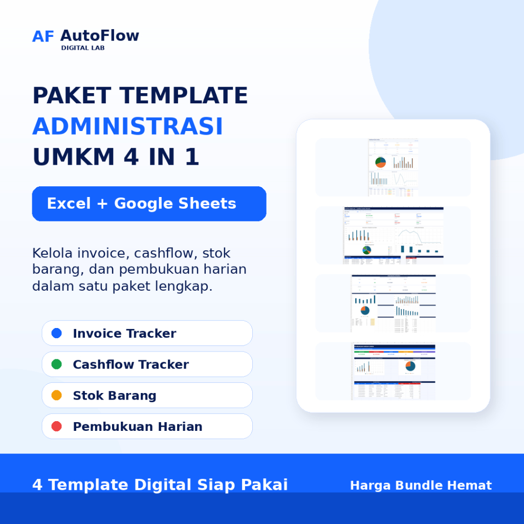 Template Bundle Administrasi UMKM Excel Google Sheets - Invoice Cashflow Stok Barang Pembukuan