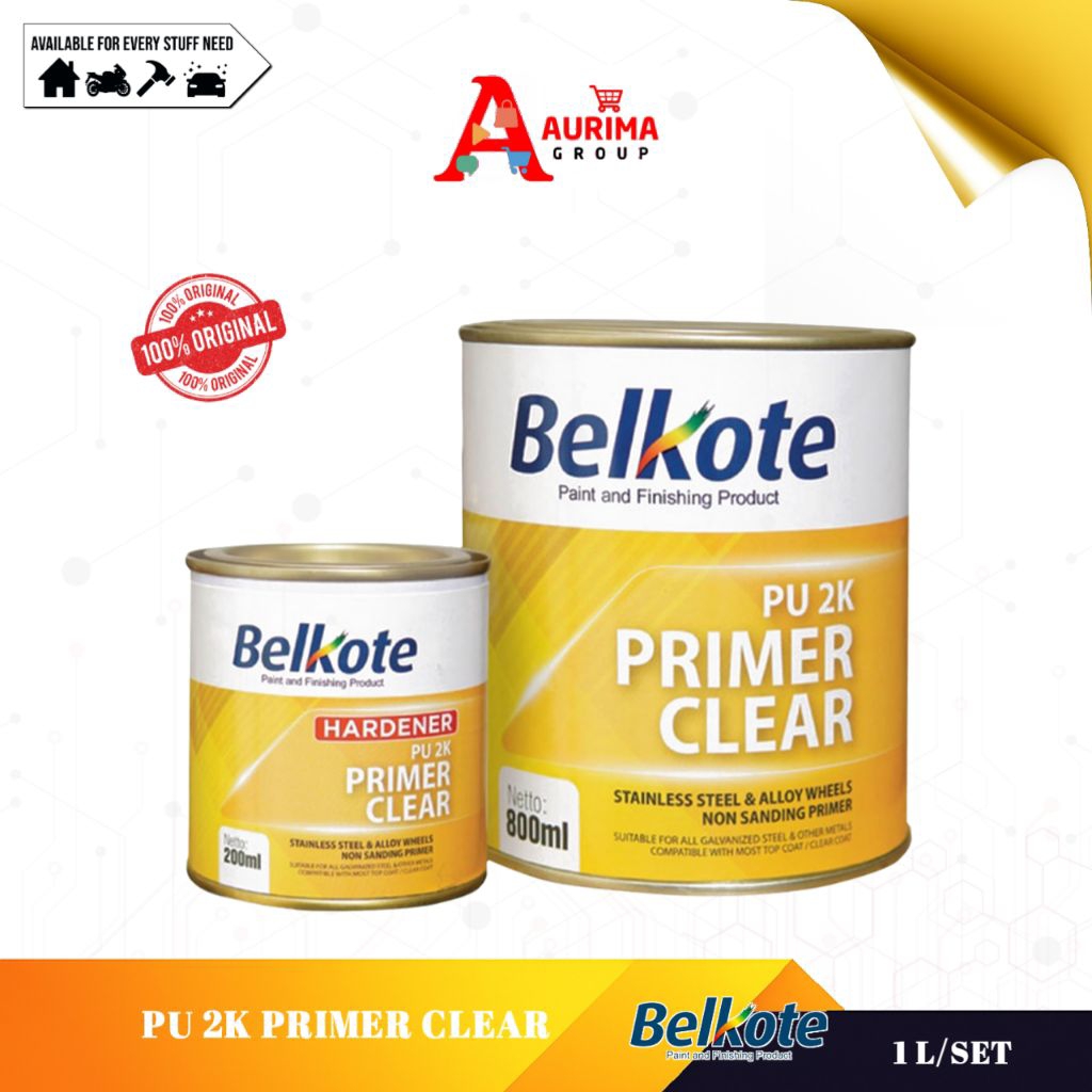 EPOXY BELKOTE PU2K PRIMER CLEAR 1LITER SET CAT DASAR TRANSPARAN ORIGINAL