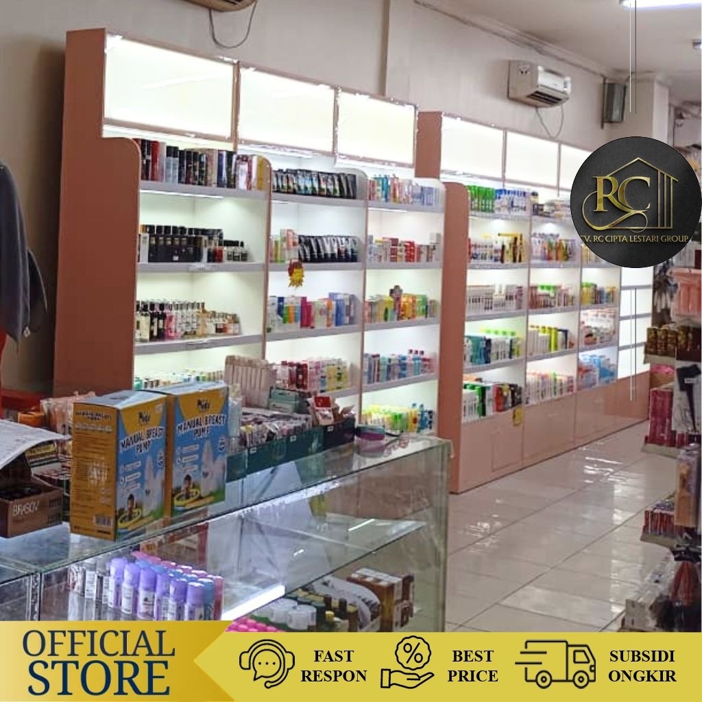 Rak Display Full Lampu Rak Display Toko Kosmetik Furniture