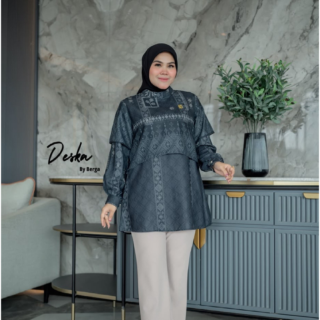 Berga blouse tunik cotton silk silky motif printing terbaru Deska by Berga Collection