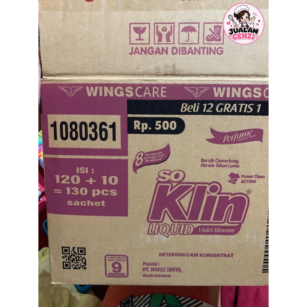 Detergen Cair So Klin Liquid 1 Dus Karton 130 Sachet | Soklin Cair