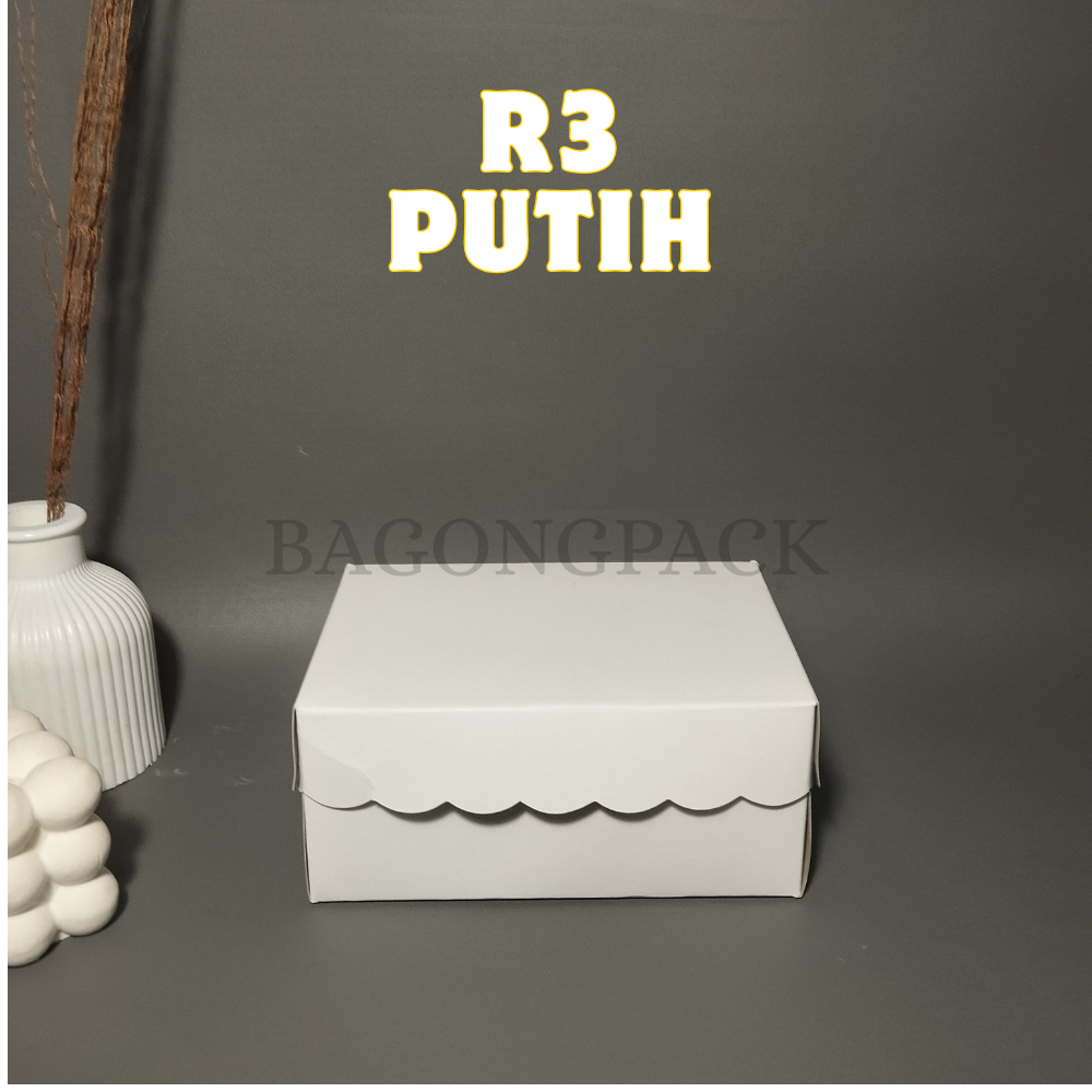 (ECER) DUS KUE KOTAK KUE R3 PUTIH DUPLEX AK KETEBALAN 310GSM NON LAMINASI