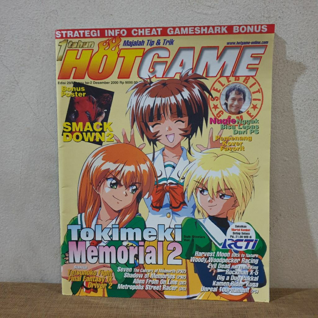 Majalah Game Vintage Lokal Hotgame Edisi 29 Desember 2000 cover Tokimeki Memorial 2 + BONUS POSTER