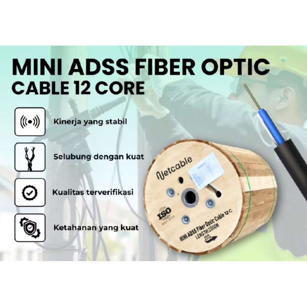 mini adss 12 core 2km / kabel 12 core mini adss 2.000 meter