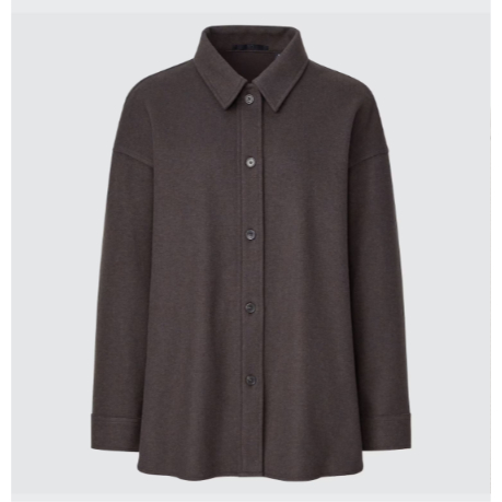 Uniqlo Brushed Jersey Shirt Jacket Dark Brown