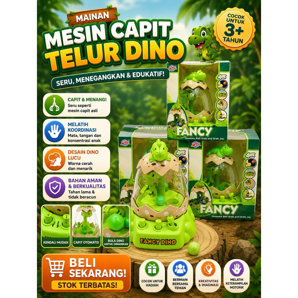 MTC TOYS FANCY DIY Grosir Mainan Mesin Capit Telur Dinosaurus MC579