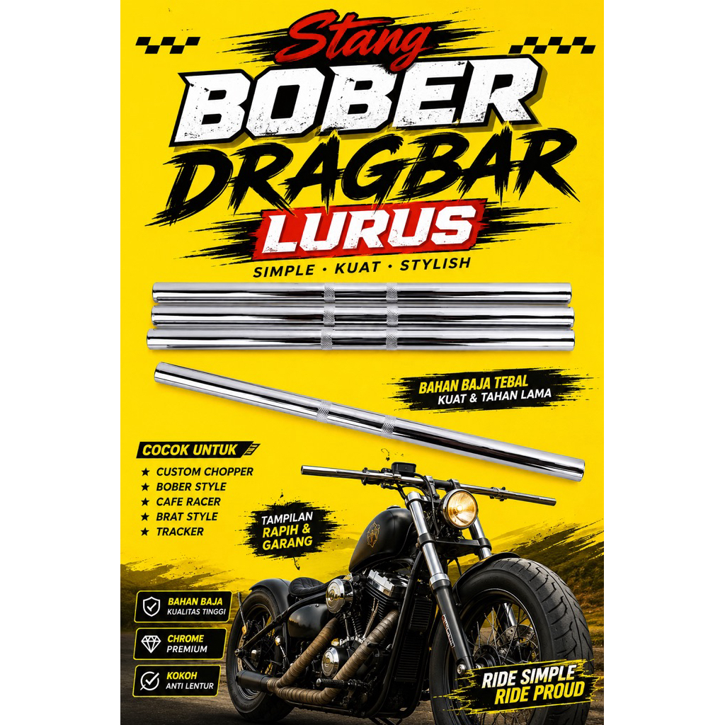 Stang bober dragbar lurus / Stang custom chopper bober / stang dragbar lurus