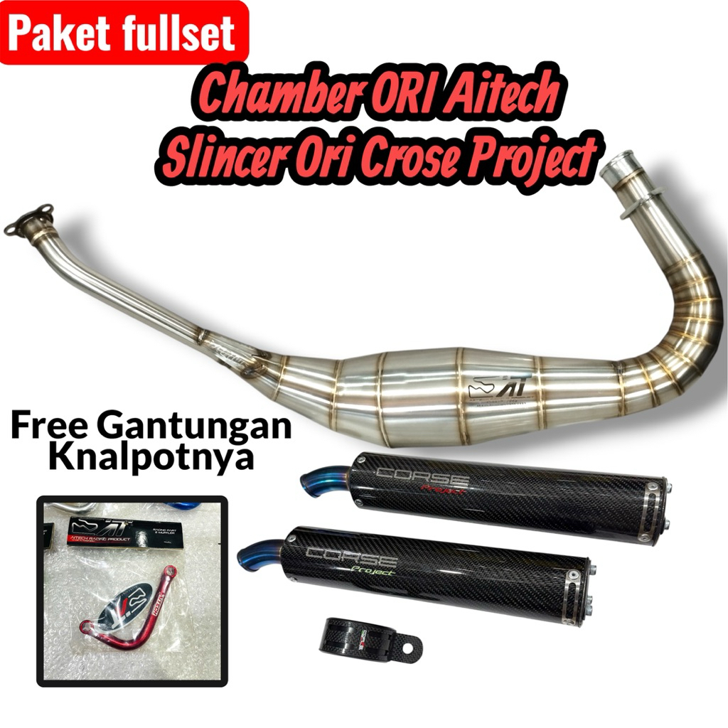 Paket Fullset Knalpot Original Corse Project Carbon Twill Chamber Original Aitech Yamaha RX King RX 