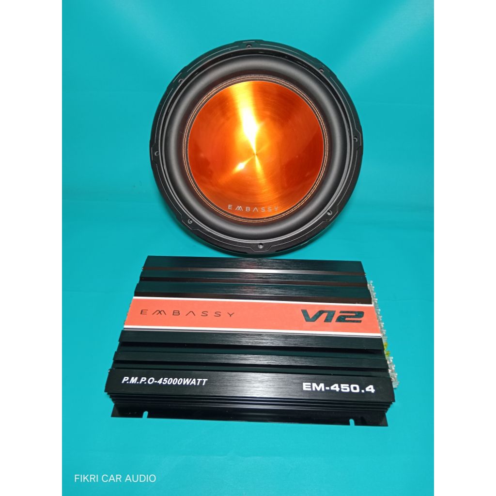 Power EMBASSY seri EM-450.4 45000Watts 4Channel & Subwoofer EMBASSY seri EW-126 600W 12" Audio Mobil