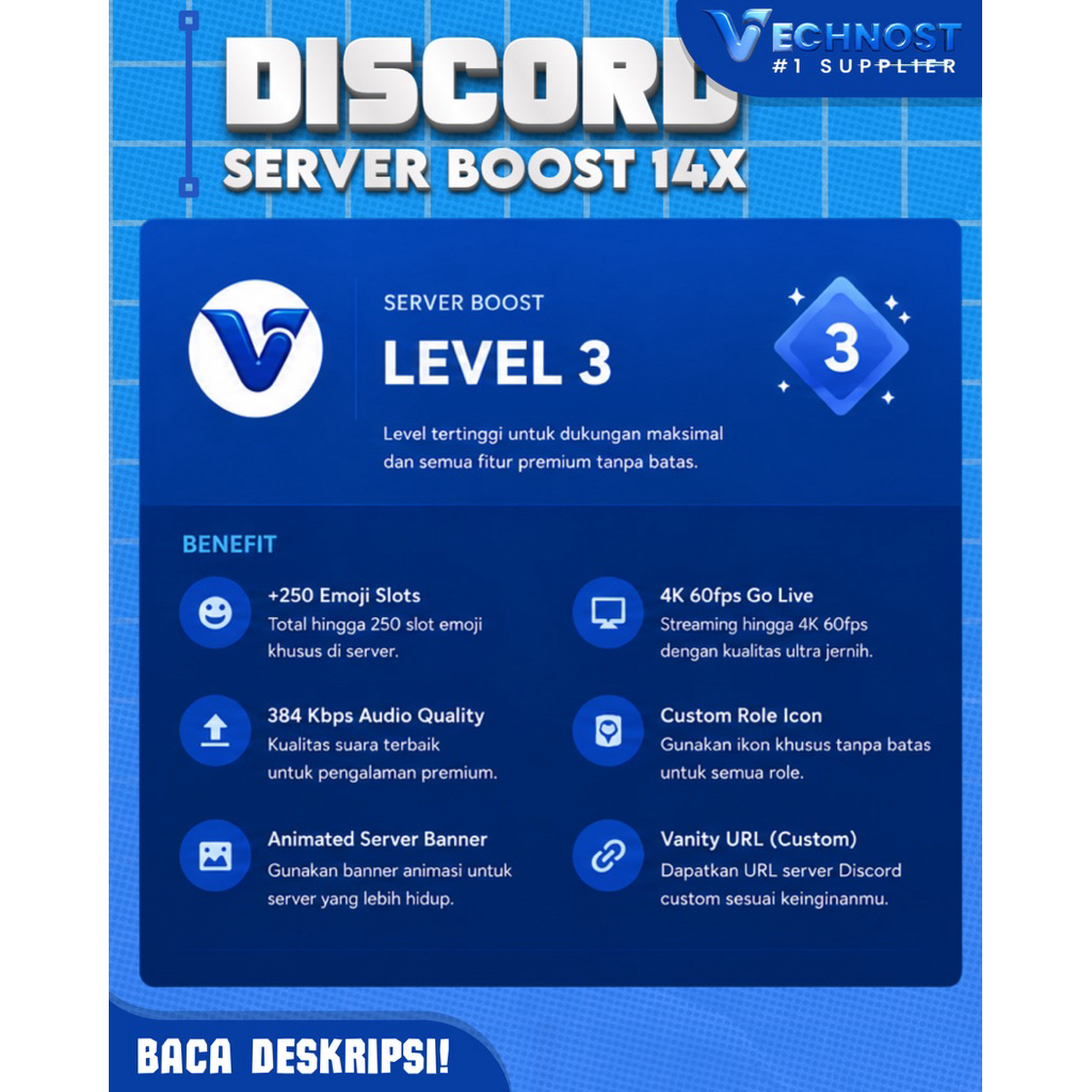 DISCORD SERVER BOOST 14X 3 BULAN | LEVEL 3