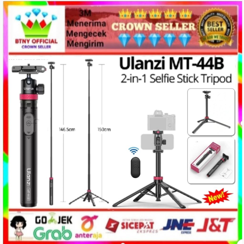 ULANZI MT-44B 2-IN-1Selfie Stick  Tripod for Camera & Smartpone HP Ulanzi MT44B MT-44 B MT44 B Mini 