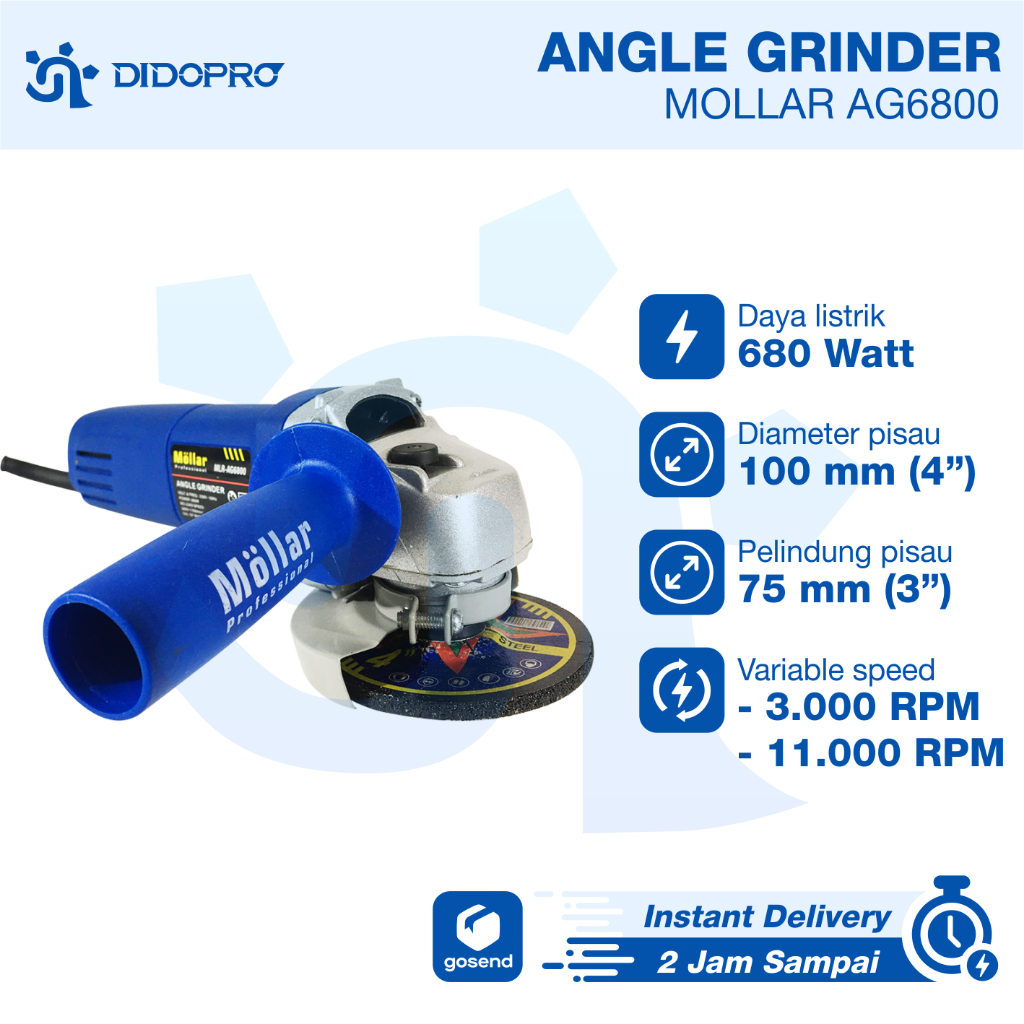 Mesin Gerinda Tangan MOLLAR AG6800 Variable Speed Poles