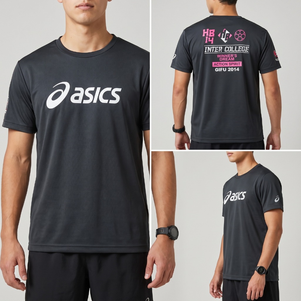 Kaos Jersey Voli ASICS Big Logo Japan Hitam Keren Olahraga Pria Size XL