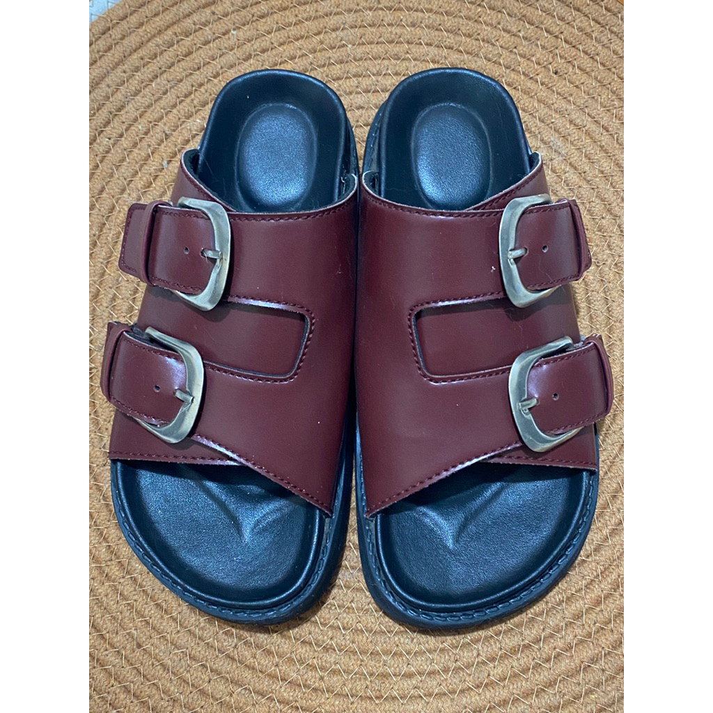 Preloved Sera Sandal By Atozz Sandal Burgundy Series Sandal Selop Sandal Wanita Sendal Wanita Selop 