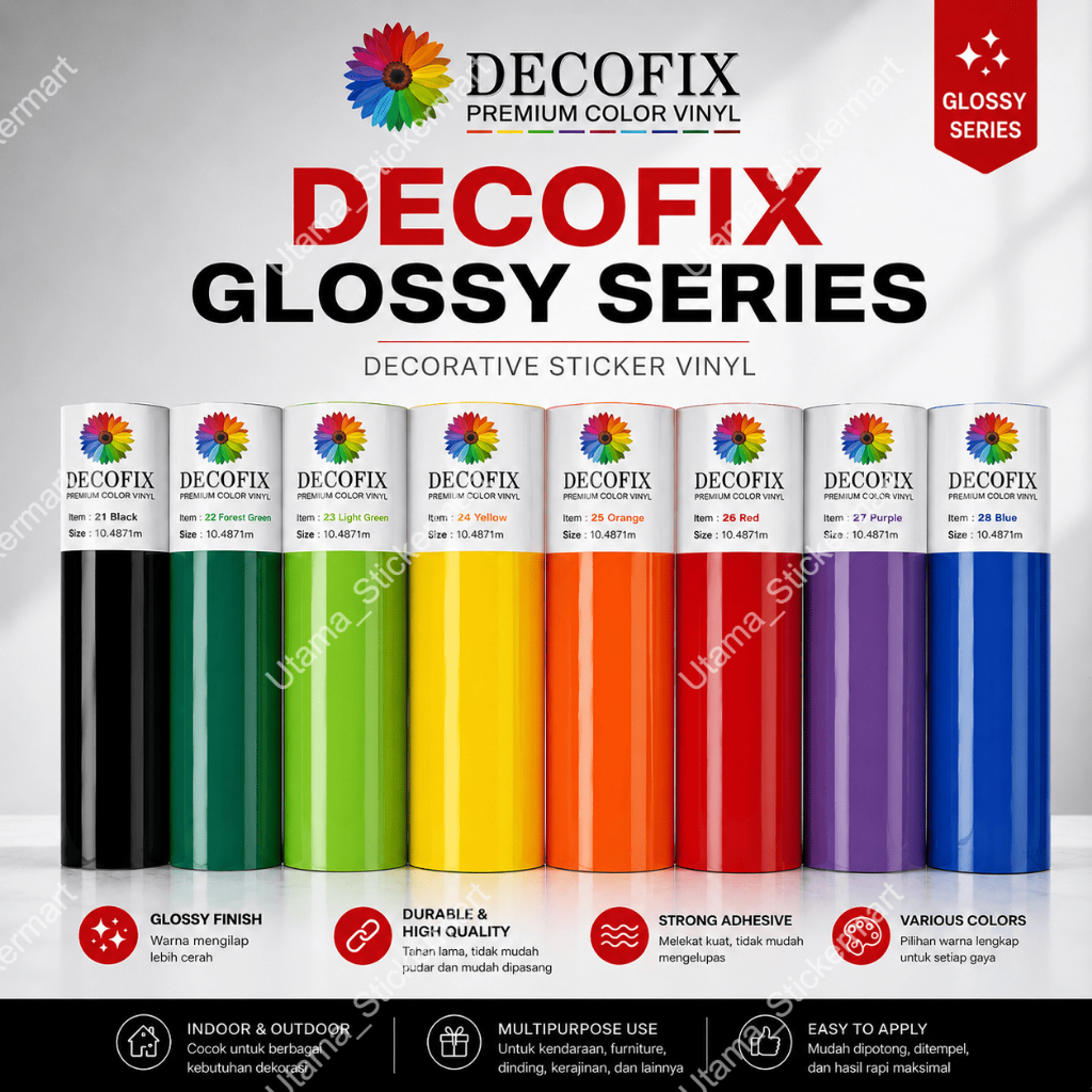Stiker Vinyl Decofix Glossy Premium - [Per-Roll]