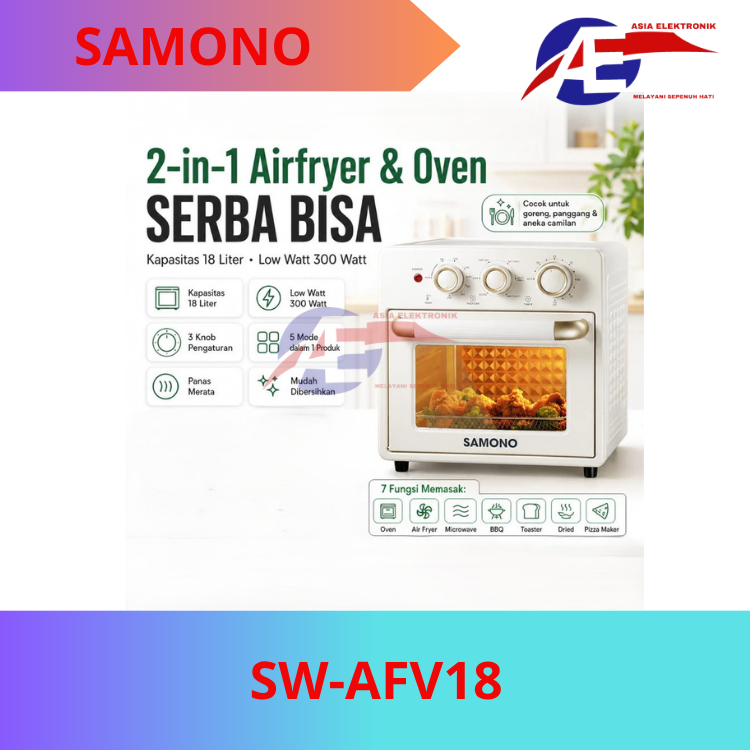 Air Fryer Samono SW-AFV18 Yellow | Air Fryer Low Watt | 18 Liter | Air Fryer Oven
