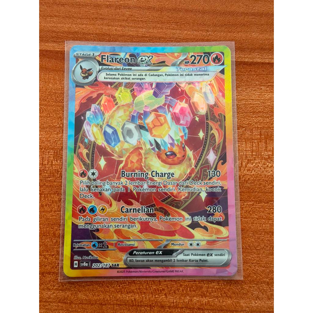 Flareon EX SAR SV8a 202/187 - Kartu Pokemon TCG Indonesia Festival Terastal ex