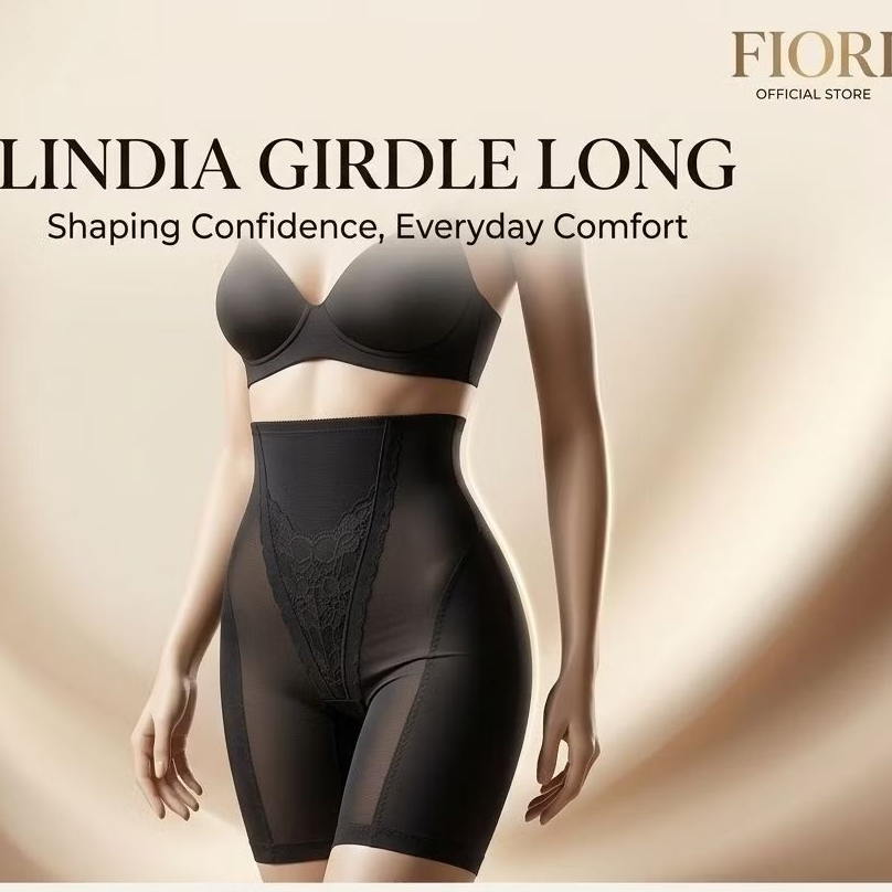 FIORI Pants LINDIA GIRDLE Long BLACK | Celana Pengencang Perut Paha | Celana Korset Perut