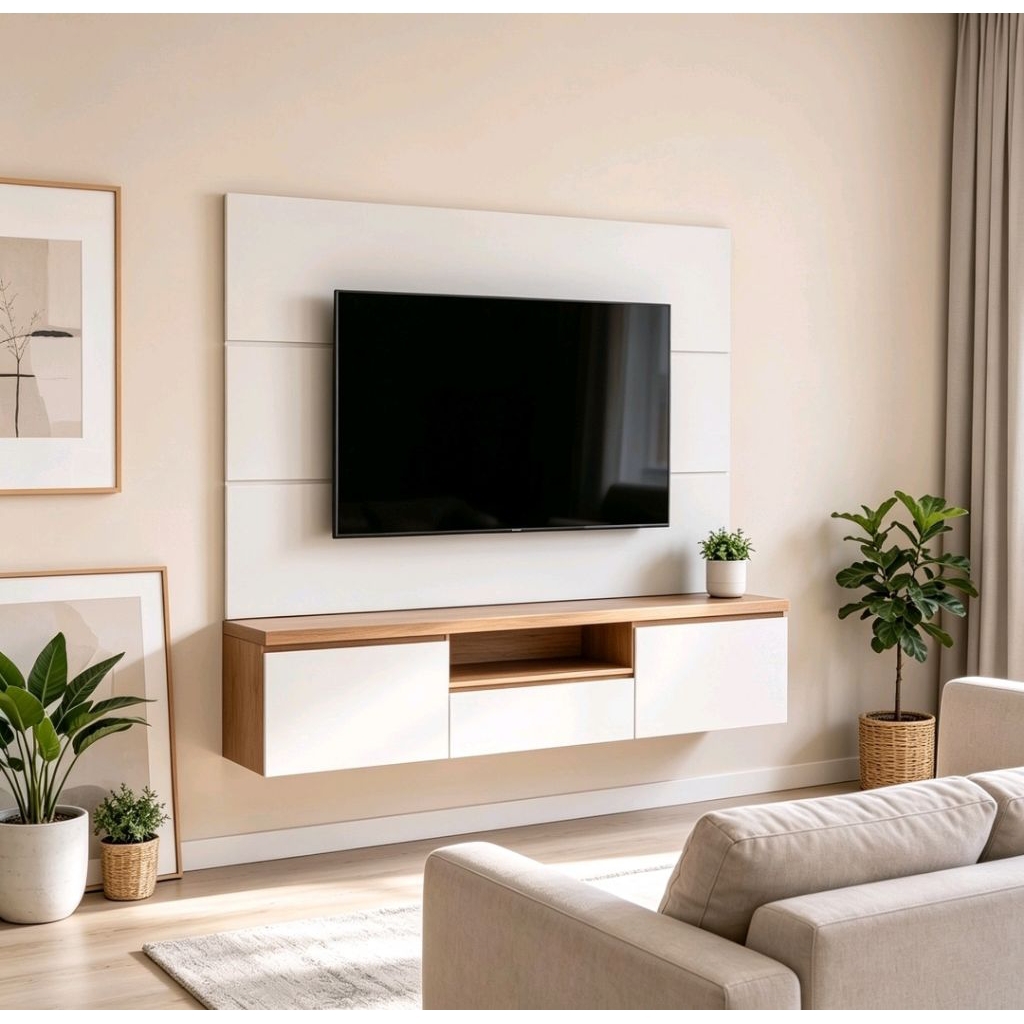 SET BACKDROP TV & MEJA TV GANTUNG AESTHETIC TERBARU MODERN