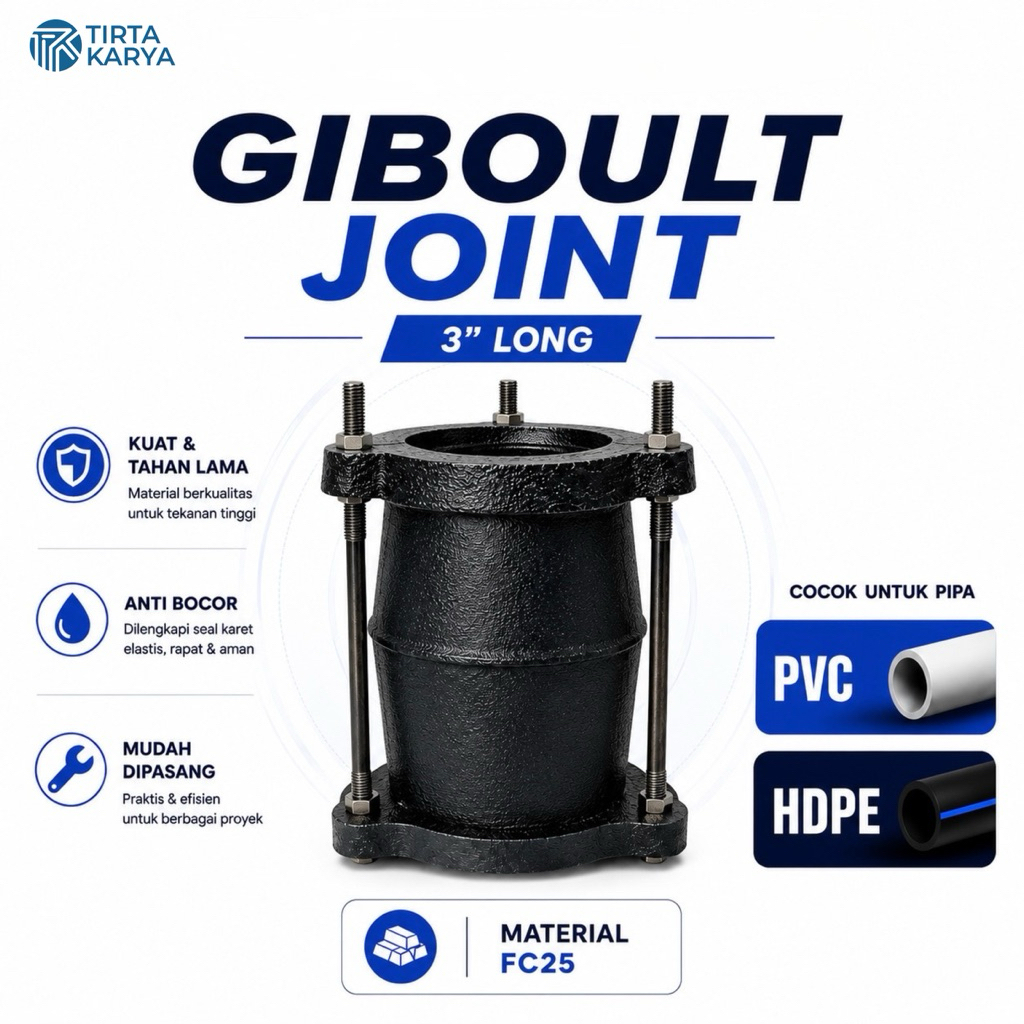 Sambungan Pipa Giboult Joint 3 Inch Long Standar Proyek dan PDAM